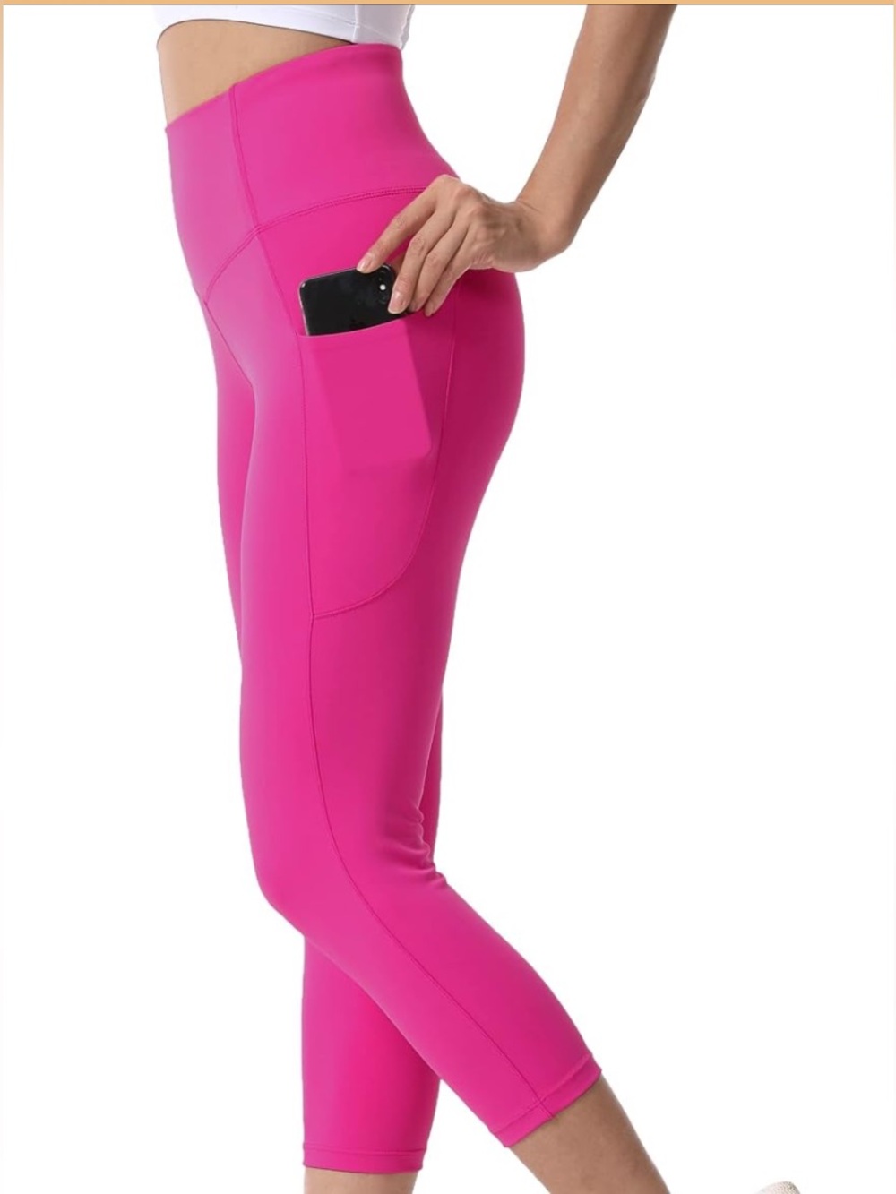 Women's High-Waisted Capri Active Leggings with Side Pockets